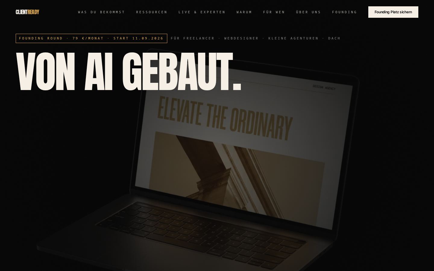 Startseite von clientready.de (Screenshot)
