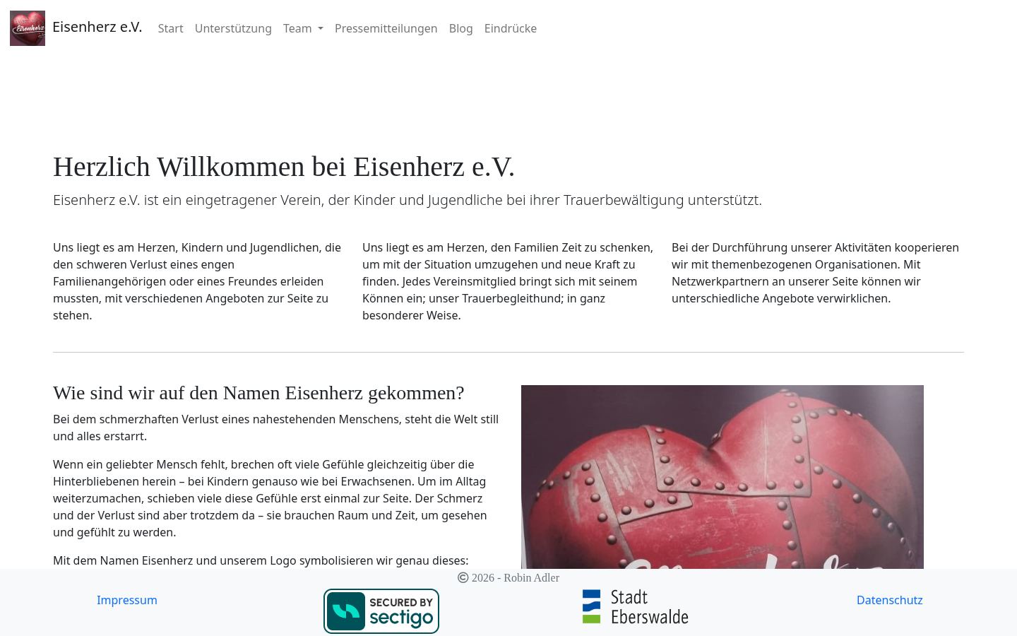 Startseite von eisenherz.site (Screenshot)