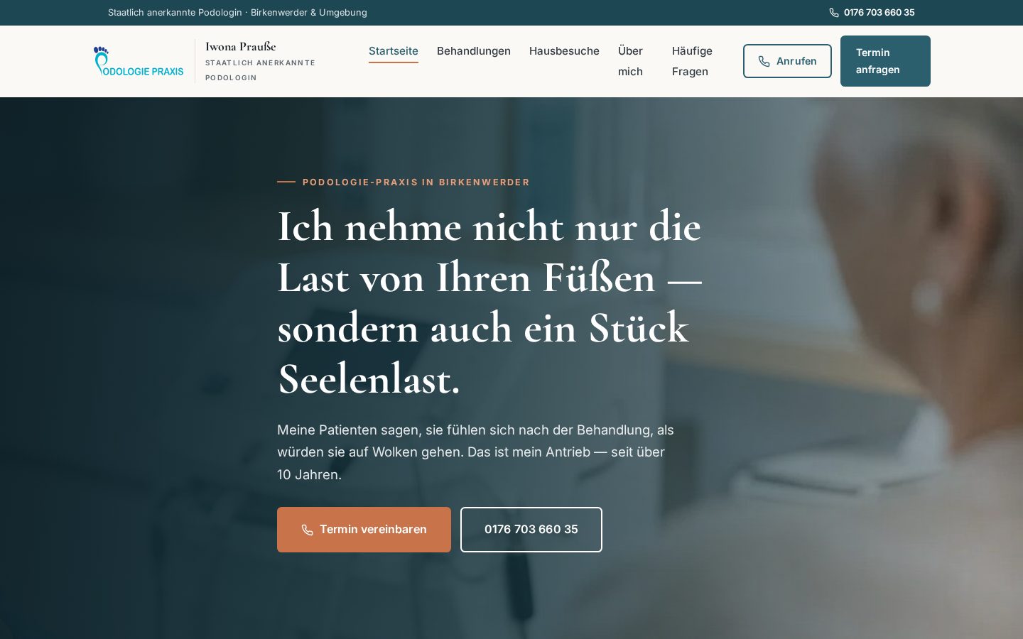 Startseite von podologie-prausse.de (Screenshot)